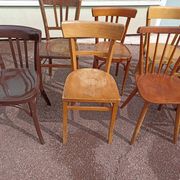 Set of 16 mismatched wooden bistro chairs - vintage - luterma