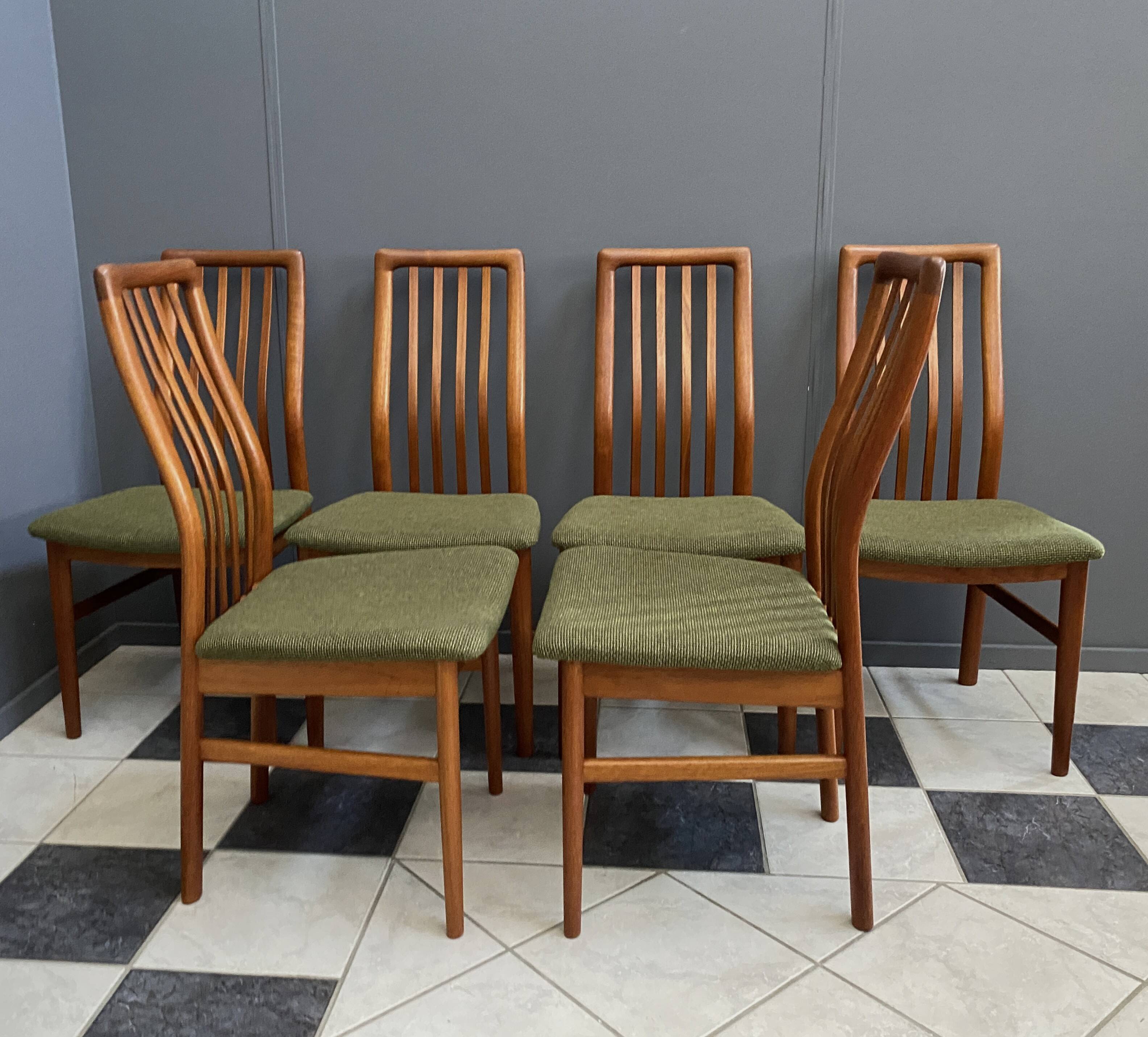 6 Teak dining chairs by Kai Kristiansen for Schou Andersen Denmark