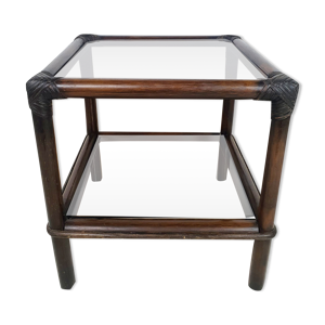 chevet en rotin et verre