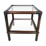 Rattan bedside and smoked glass