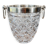 Champagne bucket in cut glass and stainless steel