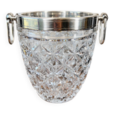 Champagne bucket in cut glass and stainless steel