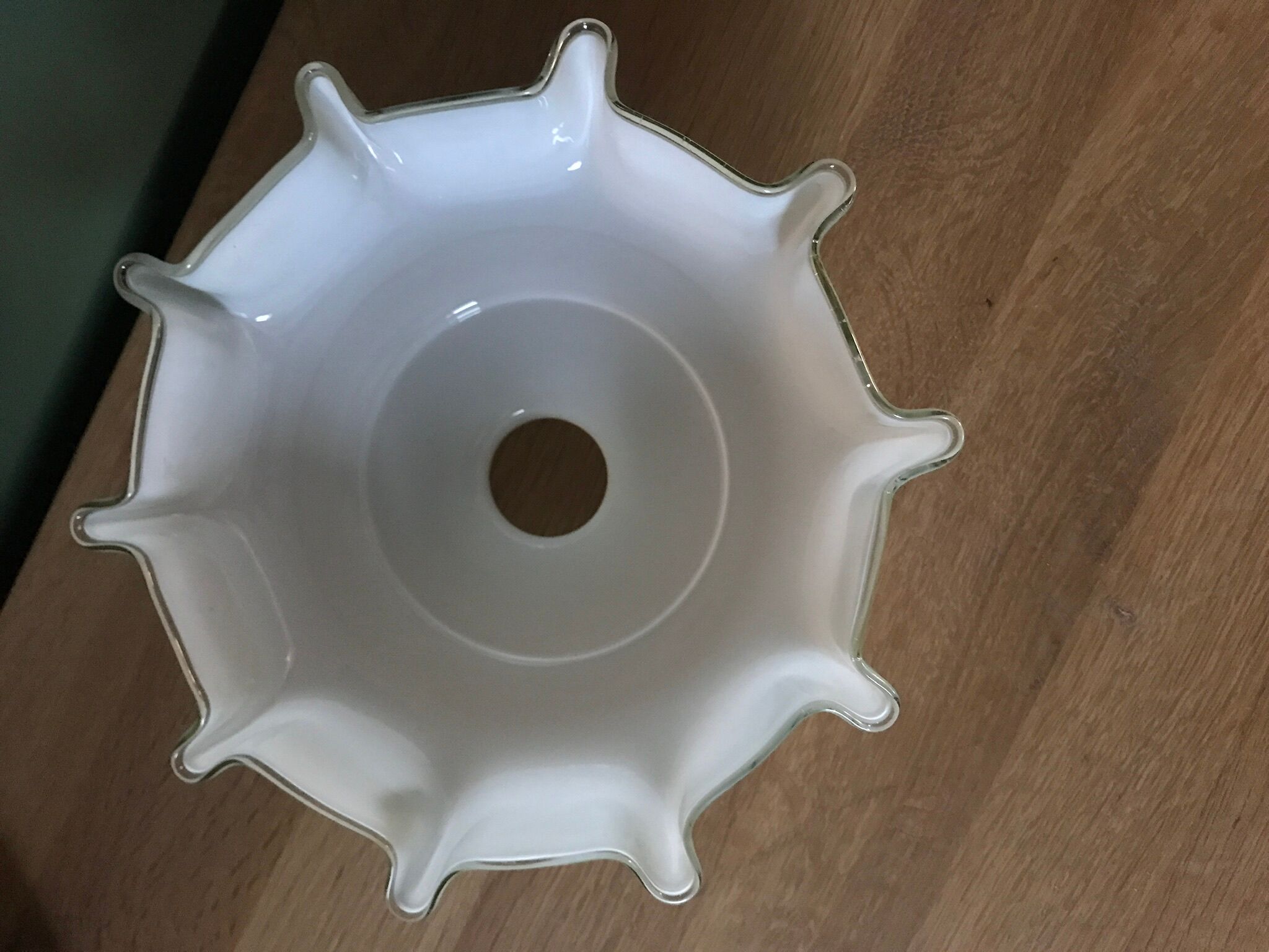 Old glass lampshade, pale green