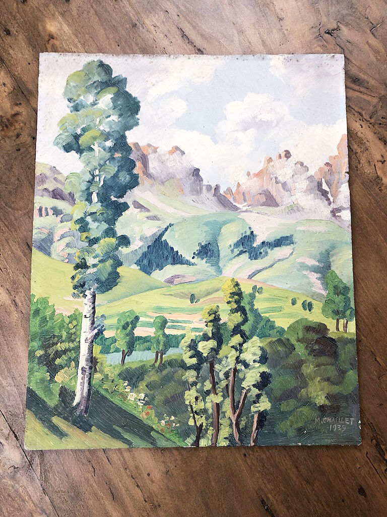Oil painting landscape mountain 1939