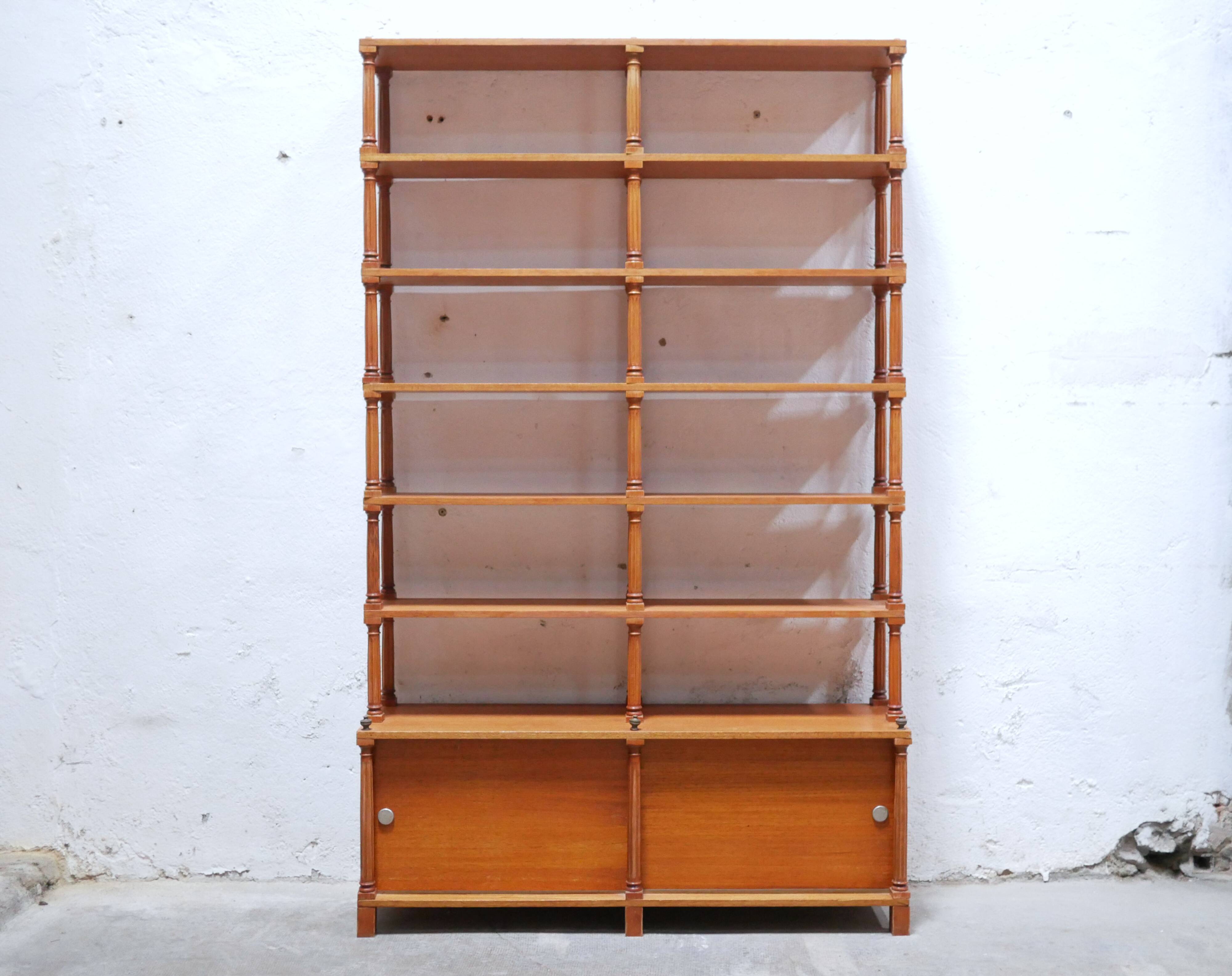 Vintage wooden bookshelf library