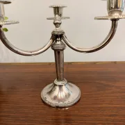 Pair of vintage three-branch silver-plated candlesticks