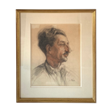 Portrait of a man with charcoal and sanguine of 1953 signed Lucien Pénat
