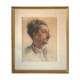Portrait d’homme au fusain et à la sanguine de 1953 signé Lucien Pénat