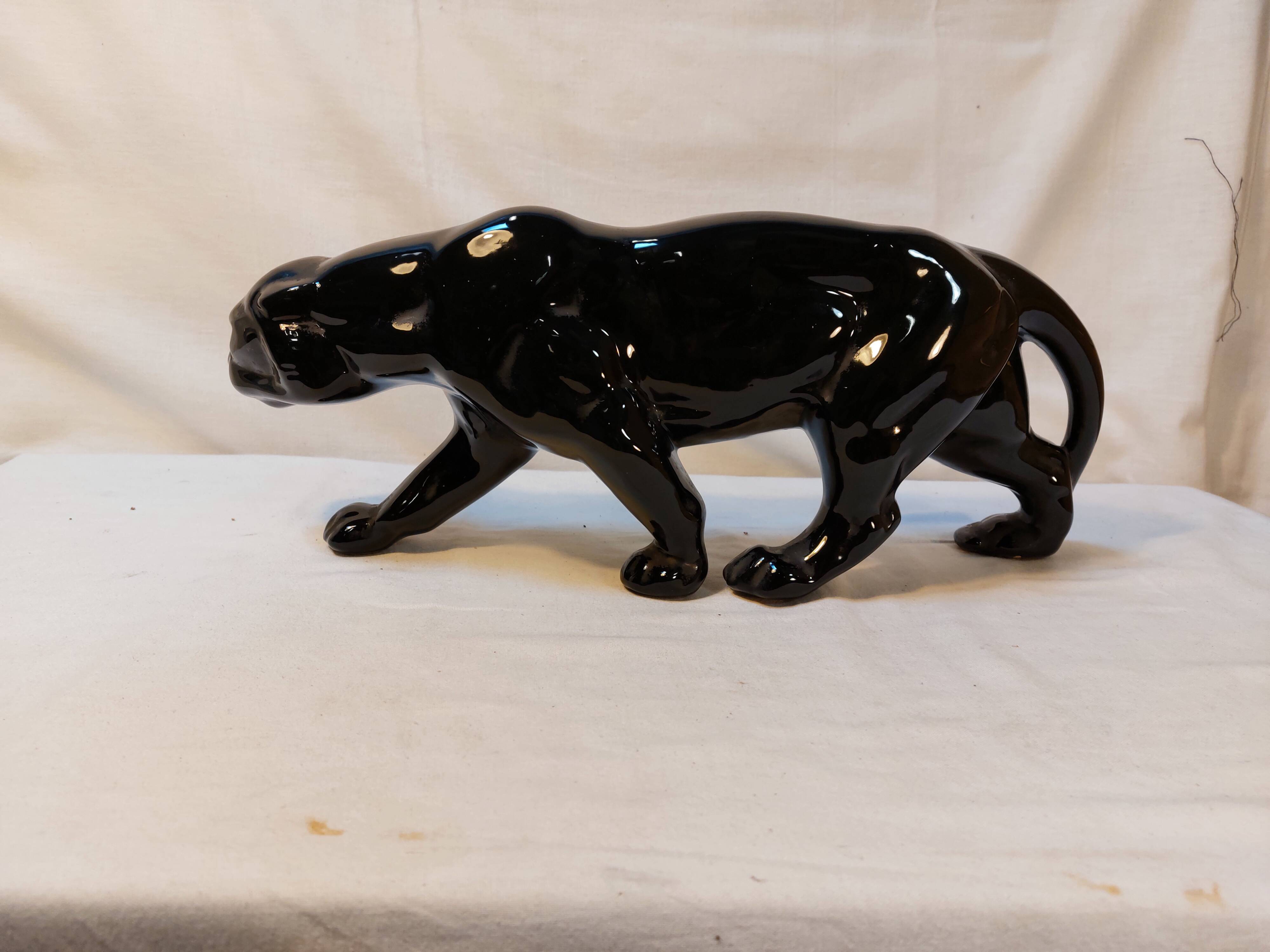 Art Deco Style Black Panther Ceramic