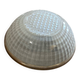 Small round ceiling light fixture in glass and aluminium, vintage design.