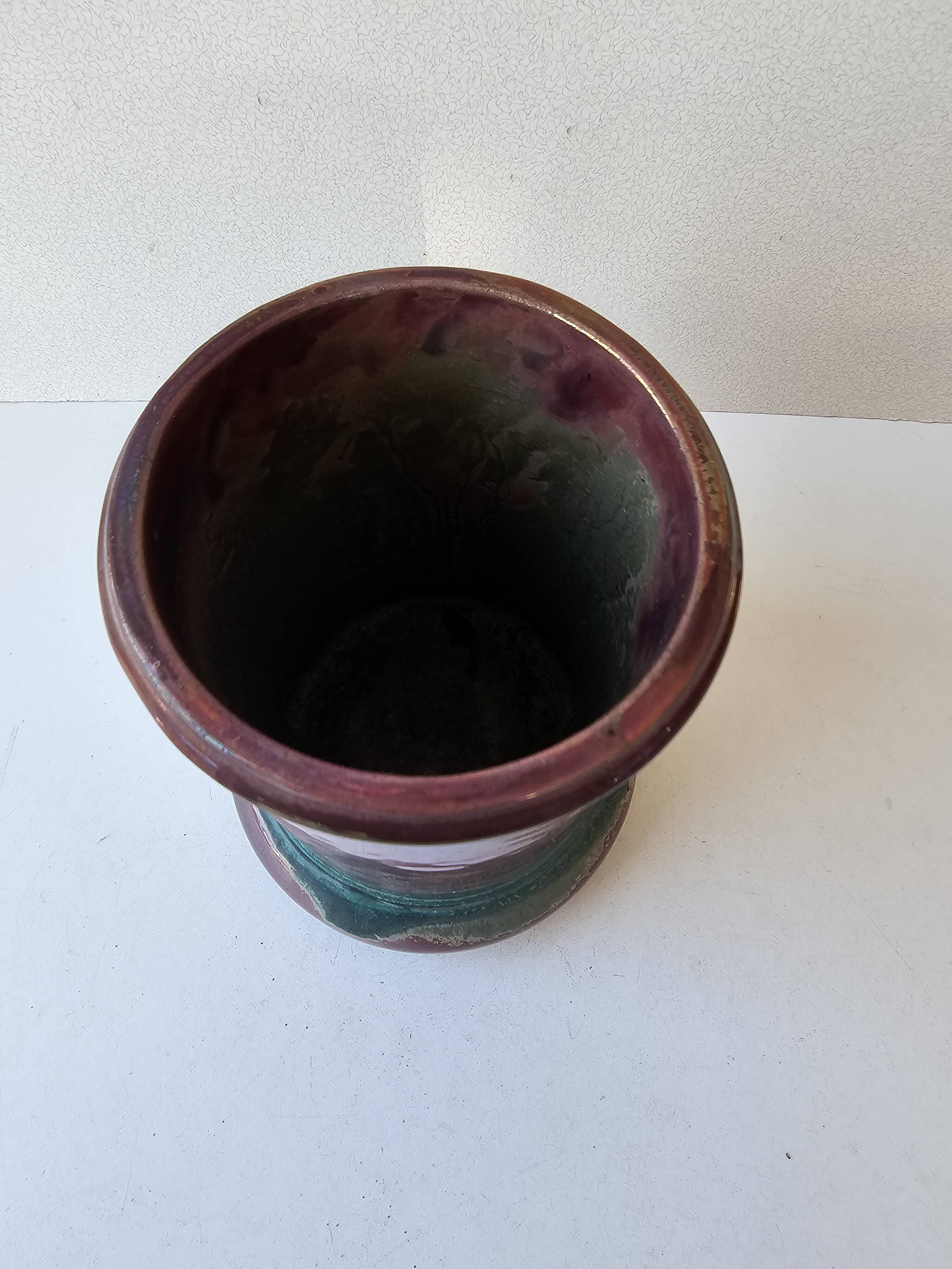 Ancient flamed stoneware vase from Rambervillers