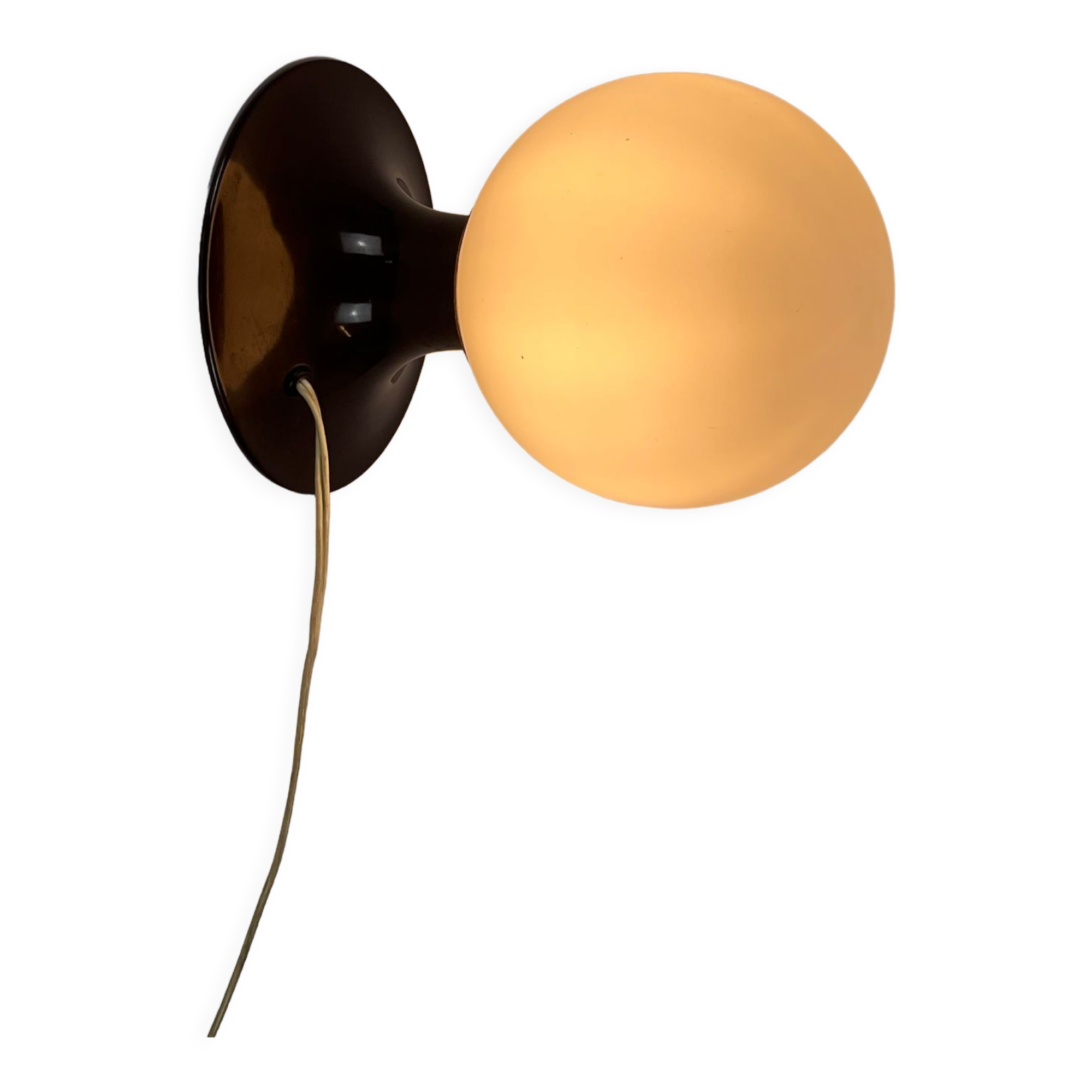 Wall lamp or table lamp in opaline glass and metal, 70s