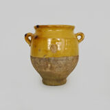Varnished yellow confit pot, south-west of France. Conservation jar. Pyrenees XIXth