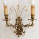 Pair of French Baroque Double Bronze Crystal Wall Lights Glass Bead Swags