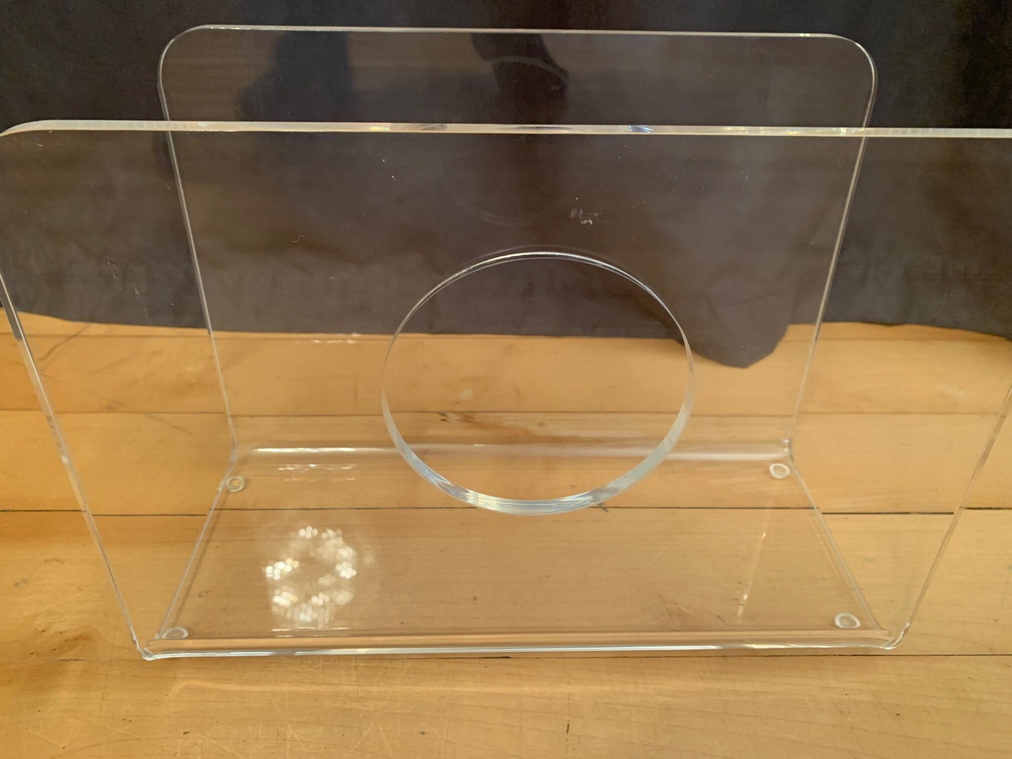 Lucite newspaper stand, 1970s