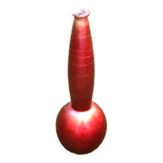 Vase années 1970 / soliflore (grand modèle) forme boule à col élancé  verre peint à effet