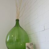 Dame-jeanne XXL / bouteille verte transparente vintage / verre soufflé à la main / vase de sol