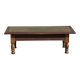 Vintage English coffee table in oak and green leather – 1950s/60s