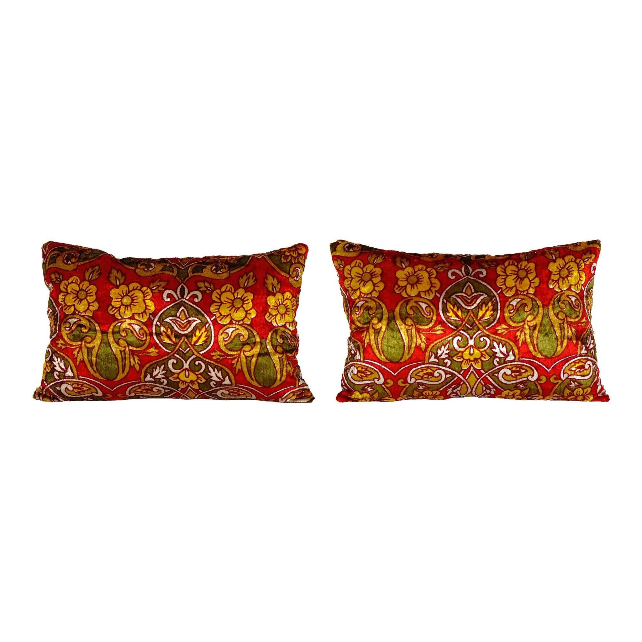 Lot de 2 housses de coussin velours vintage 56x33 cm