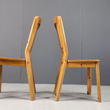 Vintage pine wood dining chairs - 1970s