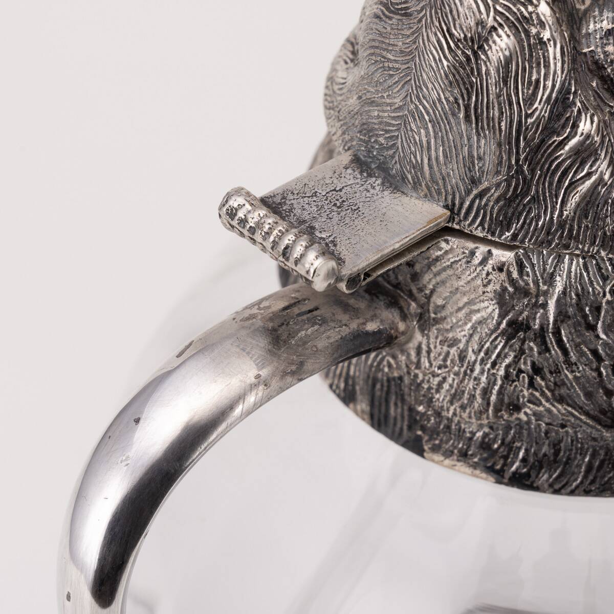 Vintage 20thC Silver Plate Boar Head & Glass Jug By Valenti c.1970