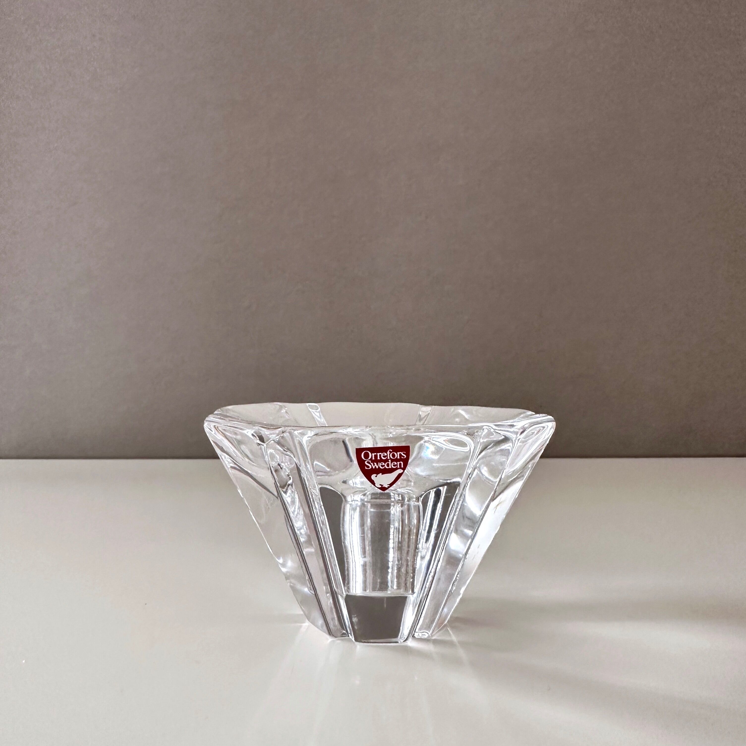 Orrefors Orion candle holder, glass candle holder, scandinavian design
