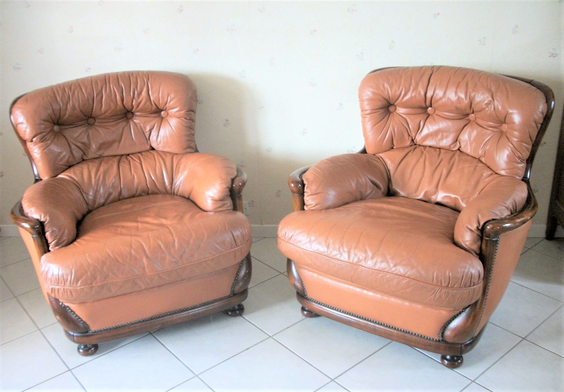 Pair of leather armchairs