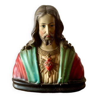 Old Sacred Heart of Jesus bust in plaster
