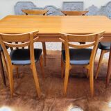 Scandinavian dining room set, 6 chairs with extendable table 1950s