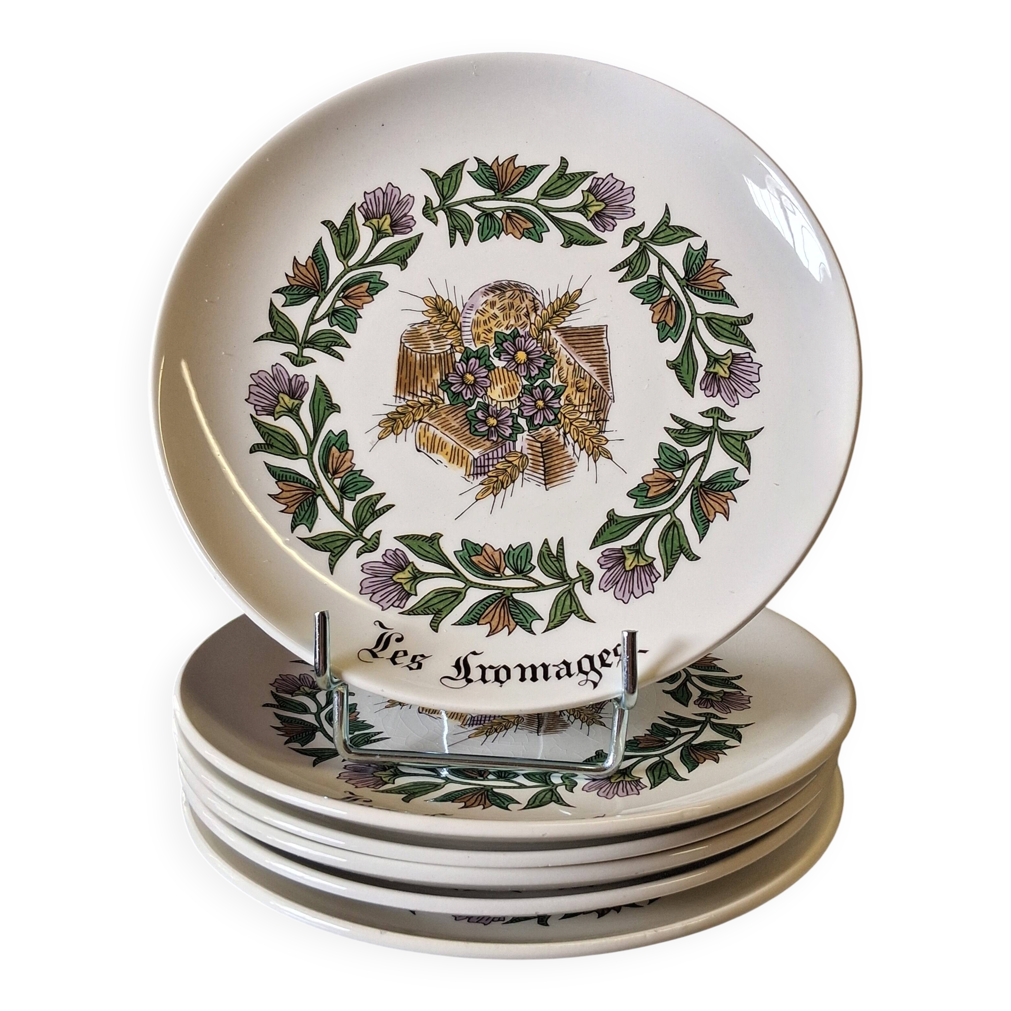 6 cheese plates in earthenware from Gien in good condition.