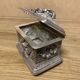 Old signature silver bronze box box, decor hunting scenes