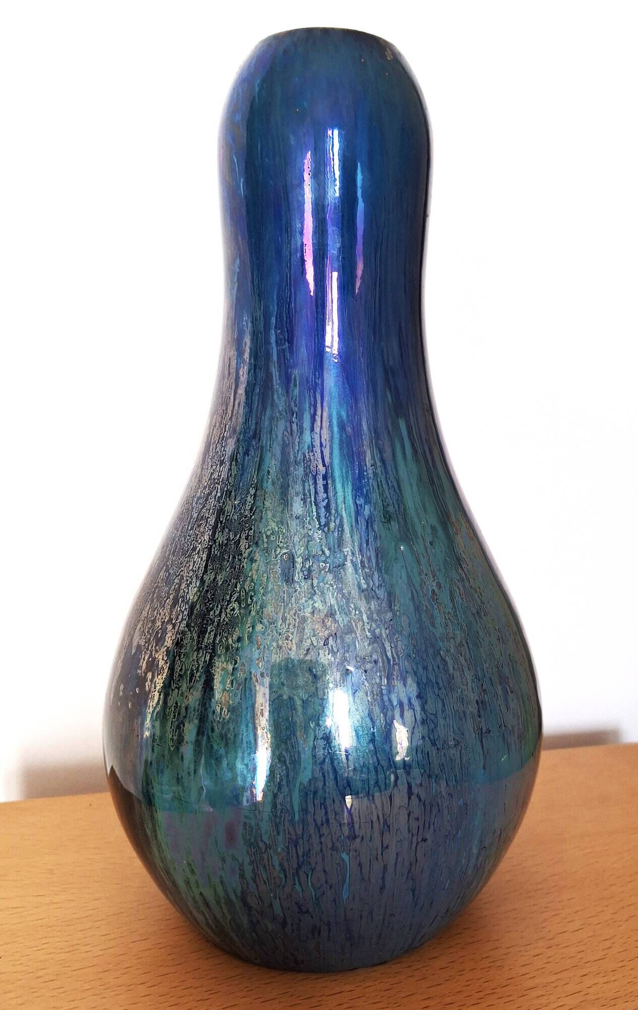 Iridescent vase Alphonse Cythère 1861-1941 26 cm signed Art Deco period 1920