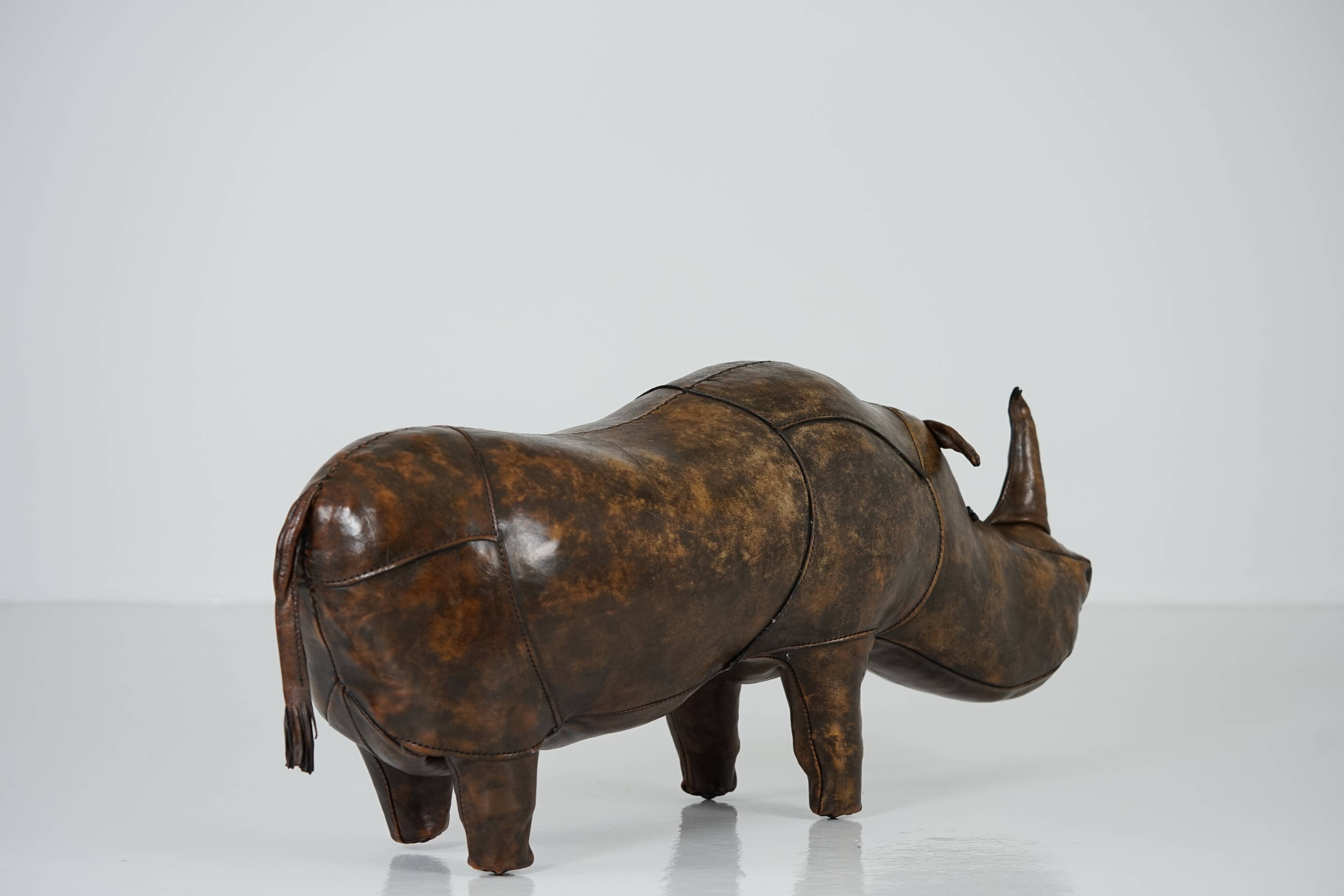 XL Rhinoceros Leather Footstool by Dimitri Omersa