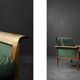 Vintage Mid-Century Modern Rosewood & Green Velour 3-Seater Sofa and Chair