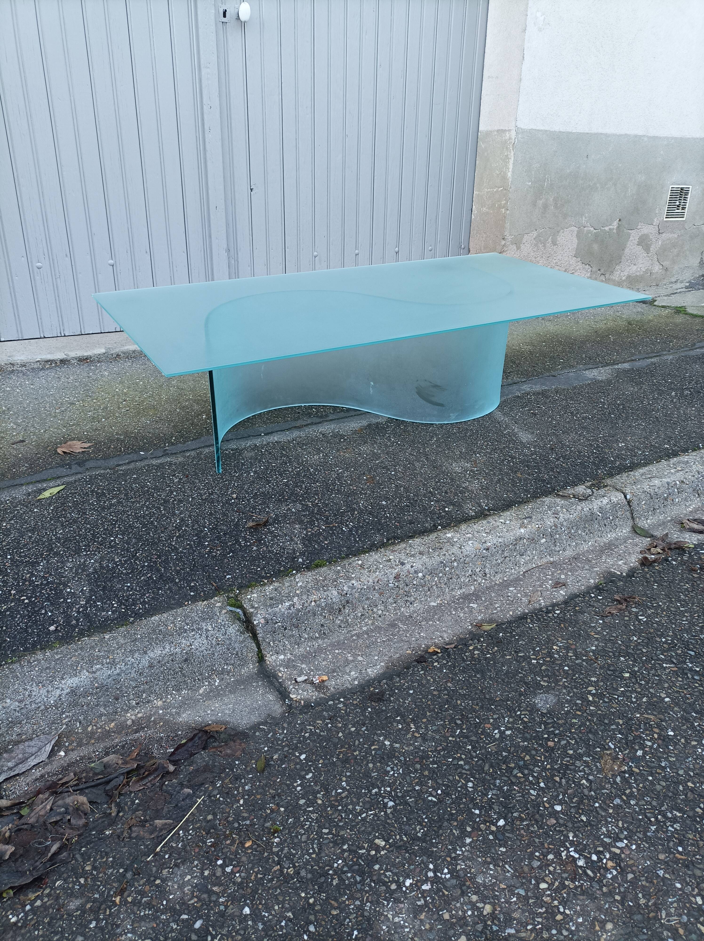 Vintage opaque glass coffee table