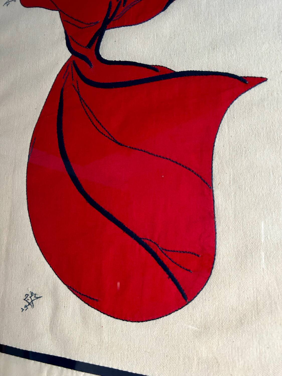 Contemporary Art Painting Signed 1992 Embroidered - Whirling Dervish - Framed