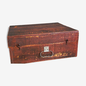 Old patinated painted wooden box