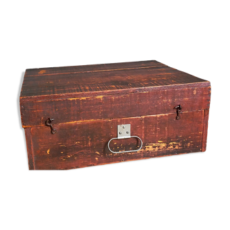 Old patinated painted wooden box