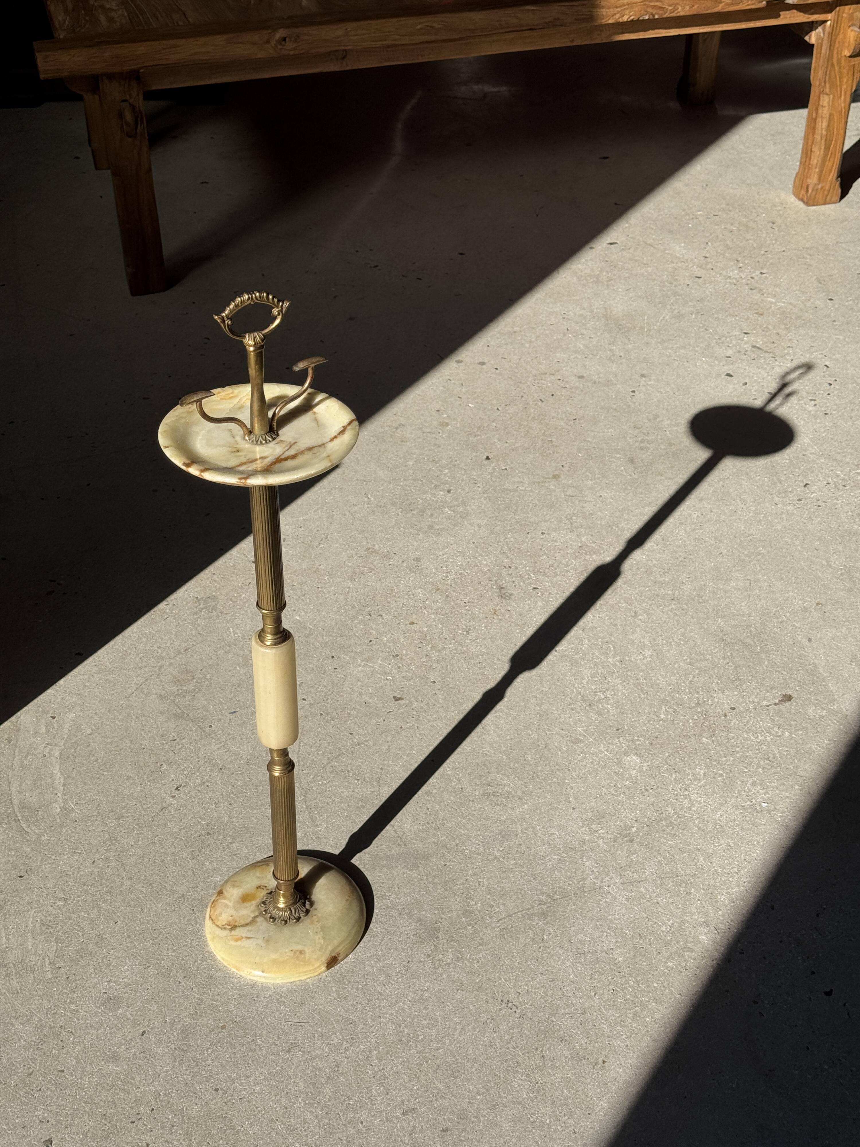 Marble and brass standing ashtray H74 D17