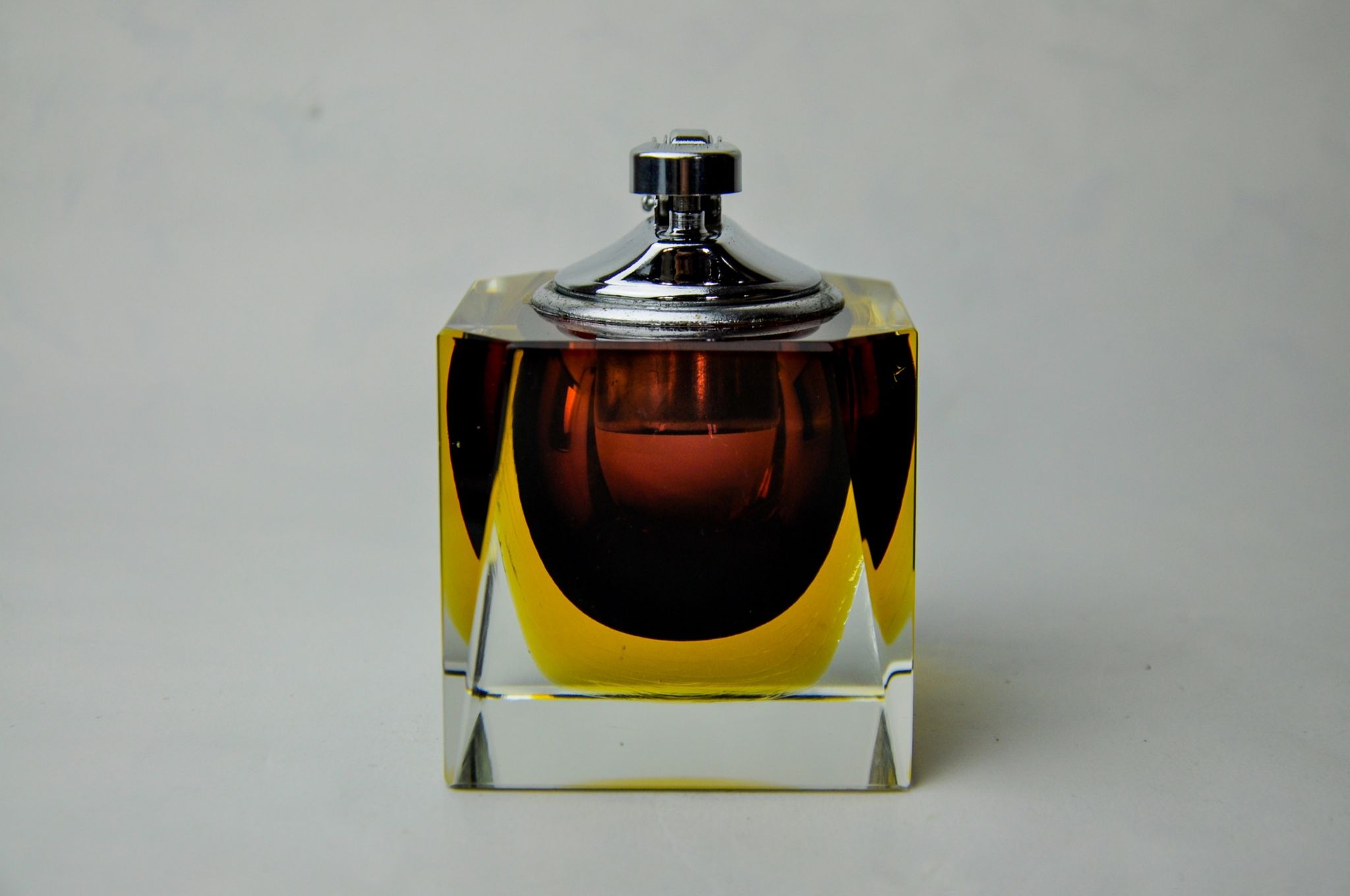 Red and yellow Sommerso lighter by Seguso, Murano glass, Italy, 970