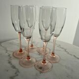 6 vintage rose champagne flutes
