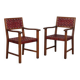 Pair of 1950s bridge chairs in wood and leather