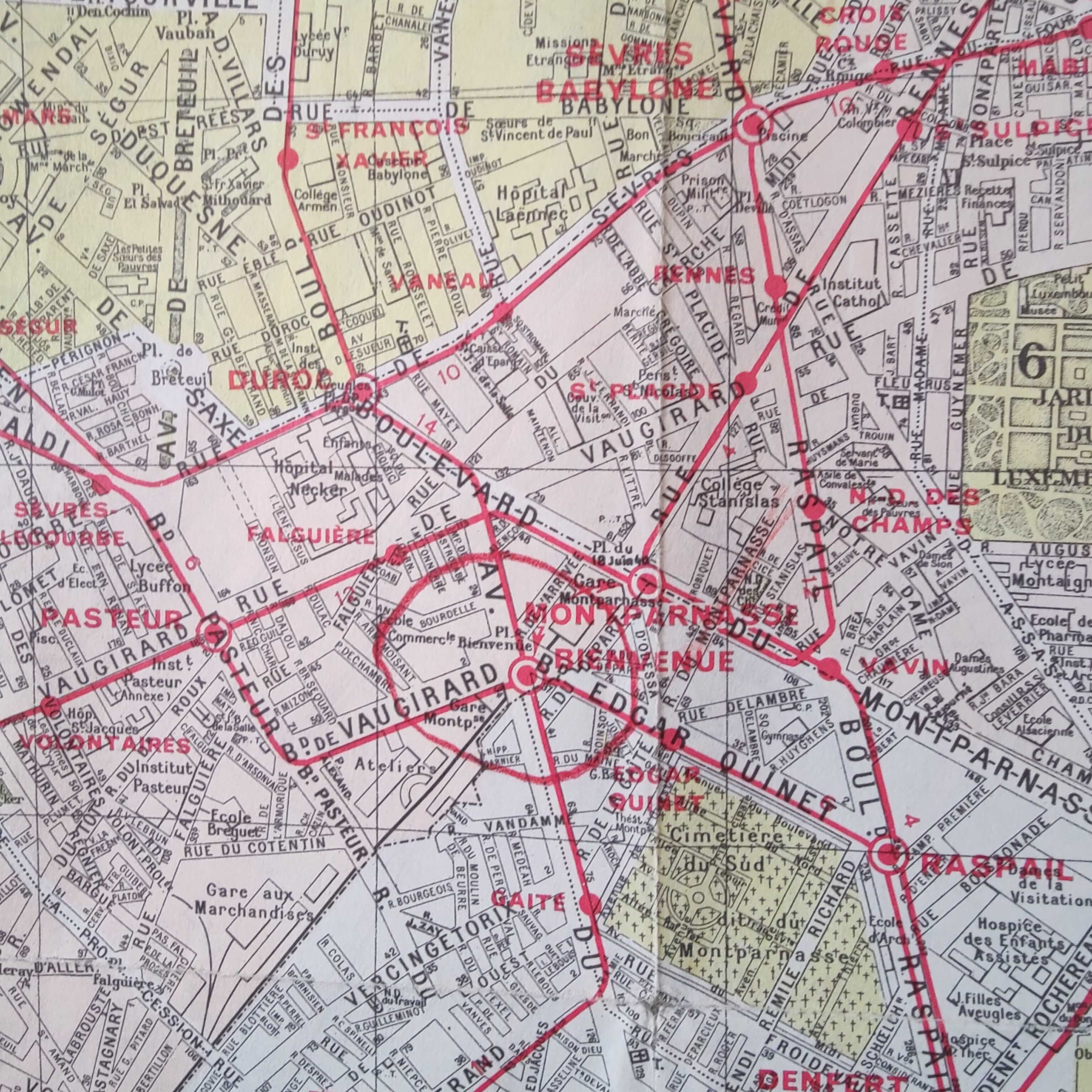 Vintage map 1970 Paris and its suburbs 75x55cm duplex