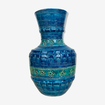 Vase Aldo Londi Rimini bleu céramique