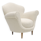 Mid-Century Modern Italian Bouclè Curved Armchair, 1950s