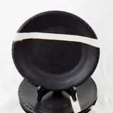 Set de 4 assiettes noires et blanches en grès - fabienne jouvin - années 90