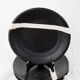 Set de 4 assiettes noires et blanches en grès - fabienne jouvin - années 90