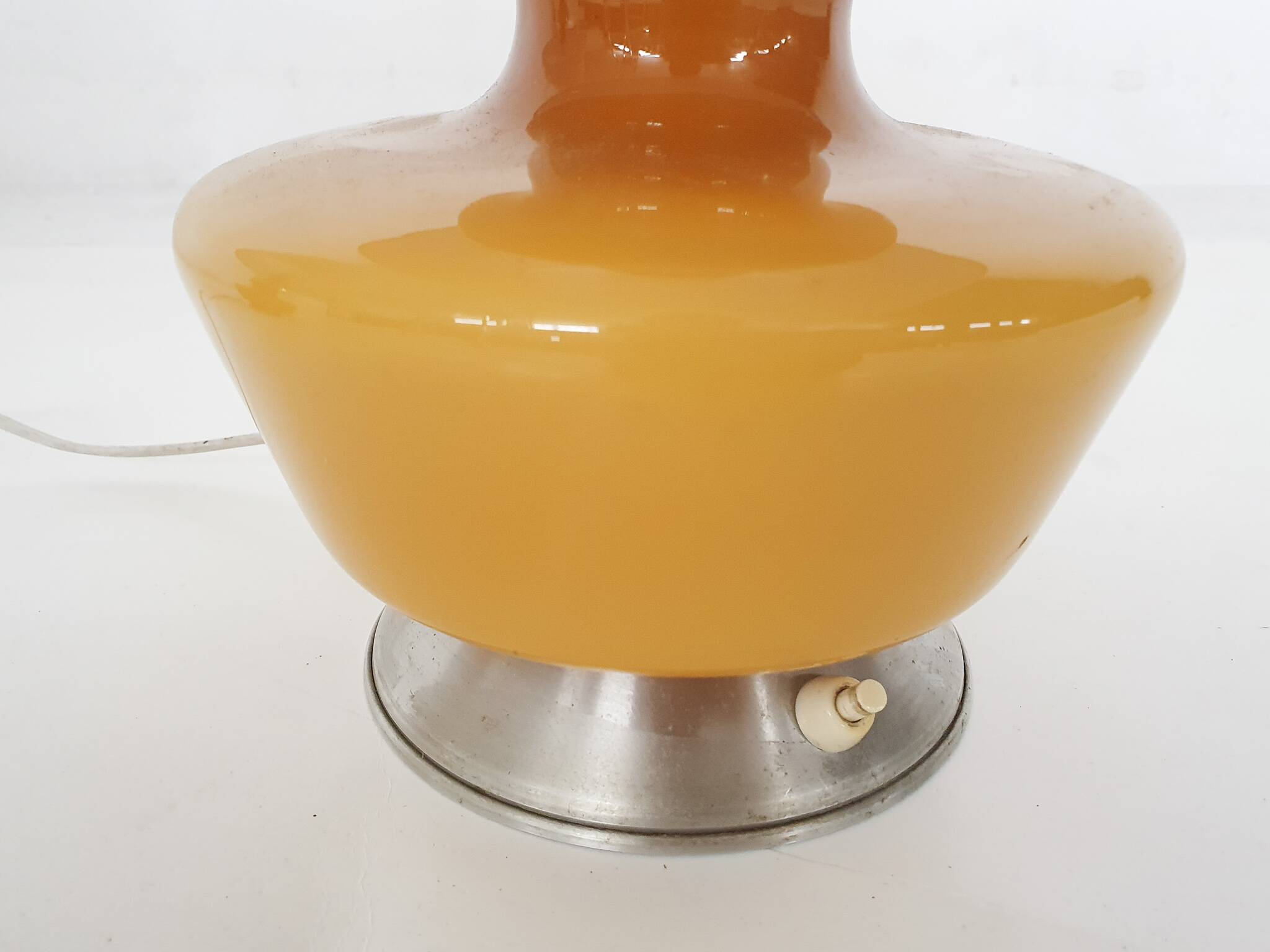 Set of two mid-century yellow glass table lights, Belgium 1960's