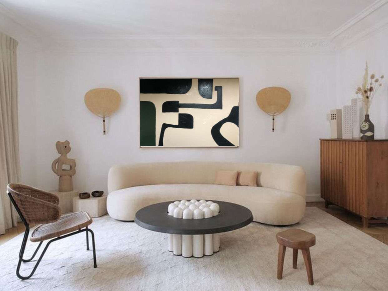 Abstract painting geometric shapes 100x81cm contemporary