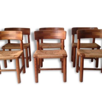 Set of 6 chairs in spruce, Danish design